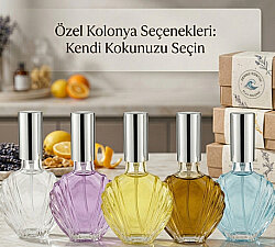 50 ml İstiridye Model Cam Şişe - Gold ve Gümüş Sprey Kapak Seçenekli - Prestijli Kolonya - 2