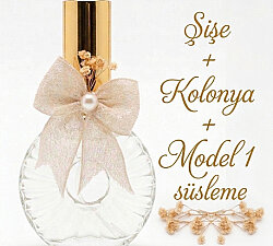 50 ml Prestijli Boğazlı Yassı Cam Şişe - Özel Günlere Özel Süslemeli Kolonya & Parfüm Hediyelik Seti - hepsi anadolu