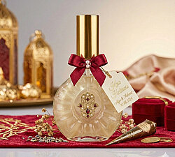 50 ml Prestijli Cam Şişe - Gold Spreyli Boğazlı Yassı Şişe - Kolonya Dolumlu, Kına Hediyeliği veya Boş Seçenekli - 3