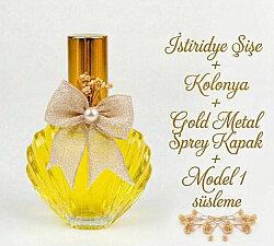 50cc İstiridye Model Cam Şişe – Gümüş & Altın Metalize Sprey Kapaklı Özel Günlere Süslemeli Kolonya Hediyelik Seti - hepsi anadolu
