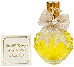 50cc İstiridye Model Cam Şişe – Gümüş & Altın Metalize Sprey Kapaklı Özel Günlere Süslemeli Kolonya Hediyelik Seti - 2