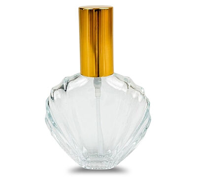 İstiridye Model Cam Parfüm&Kolonya Şişesi - Gold & Metal Spreyli Vidalı Kolonya ve Parfüm Şişesi Kişiselleştirilebilir Boş Seçenekli - 1