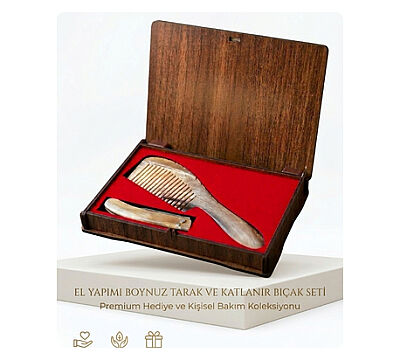 Özel Kutu Boynuz Tarak & Sivas Boynuz Saplı Çakı - 1